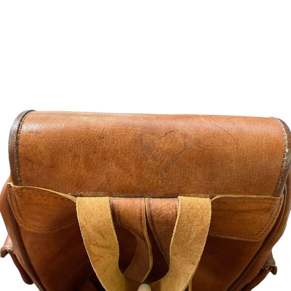 Vintage Tan Leather Drawstring Backpack Rucksack Rugged Bag Brown main image 7